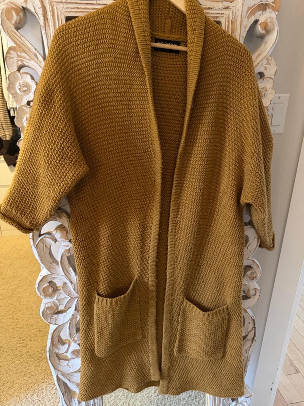 Textured Open-Front Cardigan in Mustard